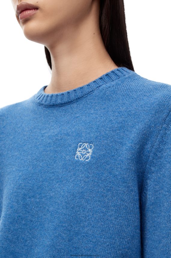 Loewe Women Sweater in wool Blue Denim LH60R981
