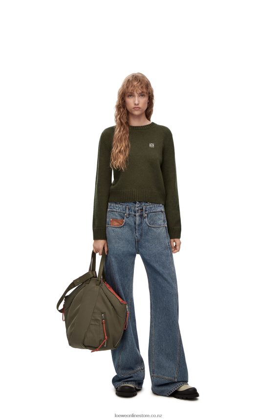 Loewe Women Sweater in wool Khaki Green LH60R979