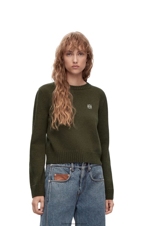 Loewe Women Sweater in wool Khaki Green LH60R979