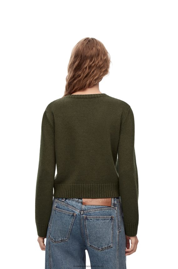 Loewe Women Sweater in wool Khaki Green LH60R979