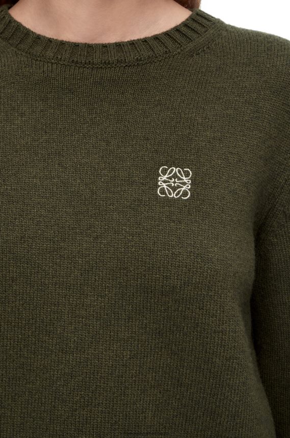 Loewe Women Sweater in wool Khaki Green LH60R979