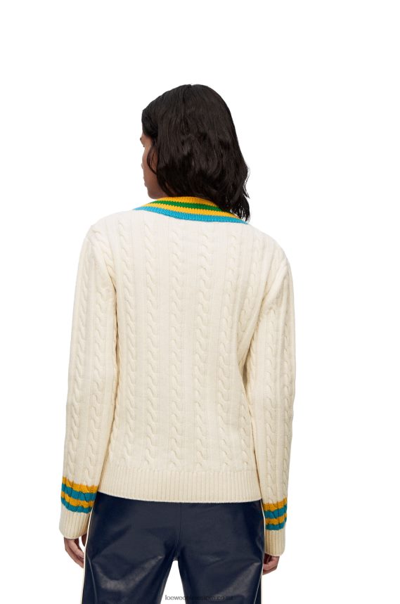 Loewe Women Varsity sweater in wool Soft White LH60R964