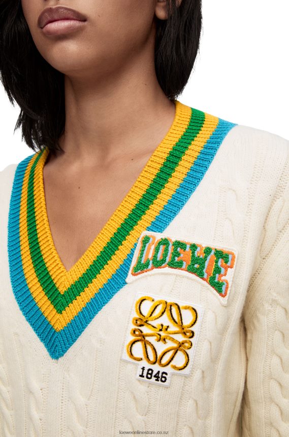 Loewe Women Varsity sweater in wool Soft White LH60R964
