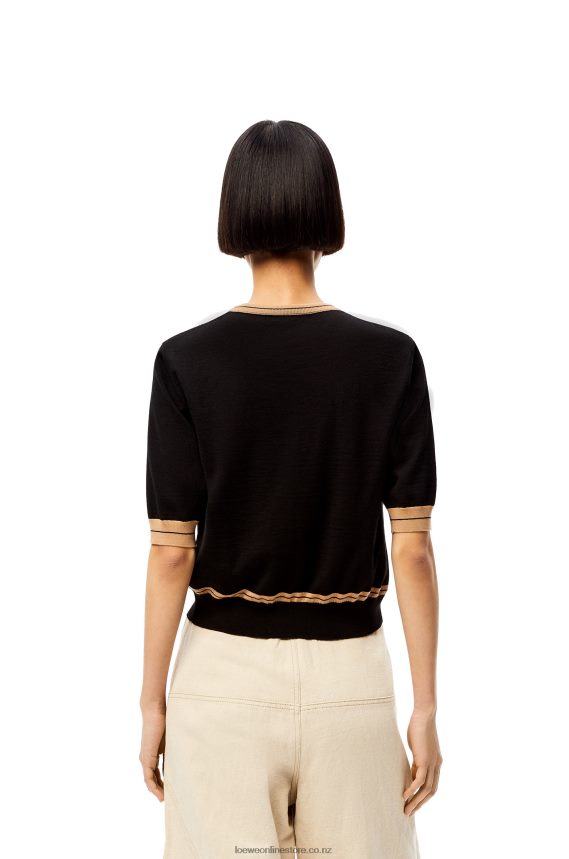 Loewe Women cropped sweater in wool Black/Beige LH60R1007