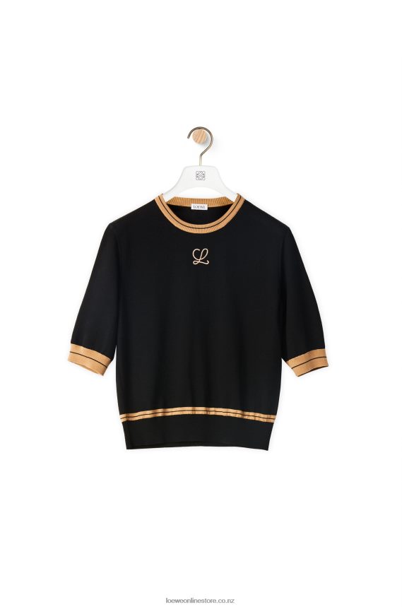 Loewe Women cropped sweater in wool Black/Beige LH60R1007