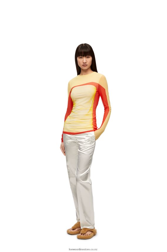 Loewe Women Long sleeve top in mesh Yellow/Red LH60R852