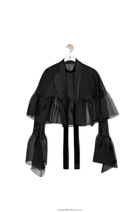 Loewe Women Pintuck top in silk organza Black LH60R885