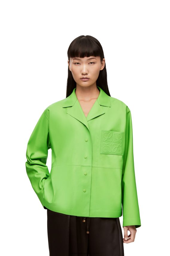 Loewe Women Anagram pyjama blouse in nappa Fluo Green LH60R884