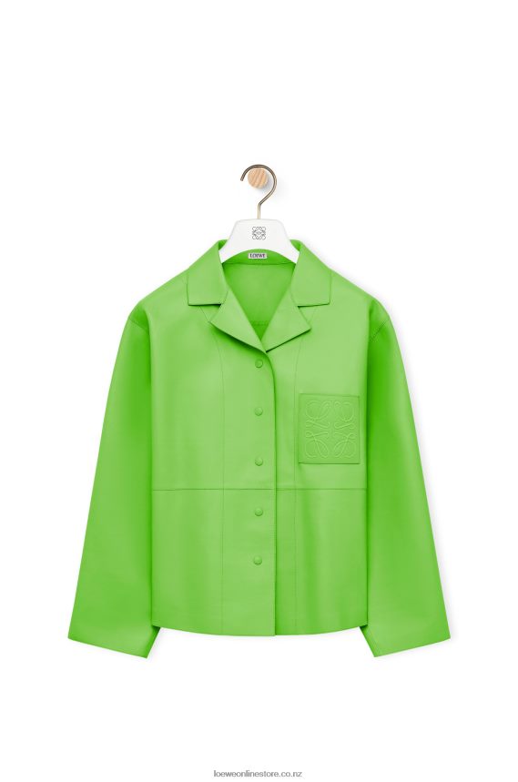 Loewe Women Anagram pyjama blouse in nappa Fluo Green LH60R884