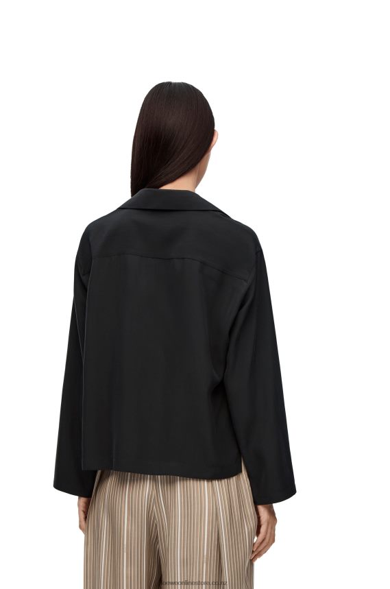 Loewe Women Anagram pyjama blouse in silk Black LH60R912