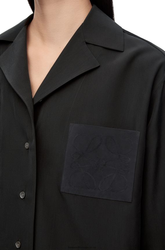 Loewe Women Anagram pyjama blouse in silk Black LH60R912