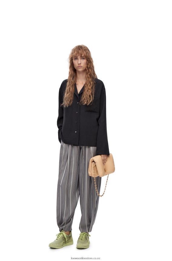 Loewe Women Anagram pyjama blouse in silk Deep Blue LH60R927