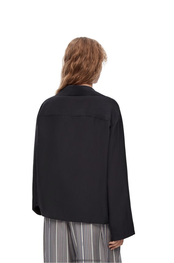 Loewe Women Anagram pyjama blouse in silk Deep Blue LH60R927