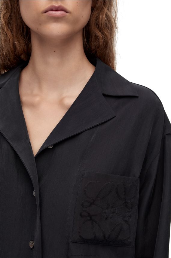 Loewe Women Anagram pyjama blouse in silk Deep Blue LH60R927