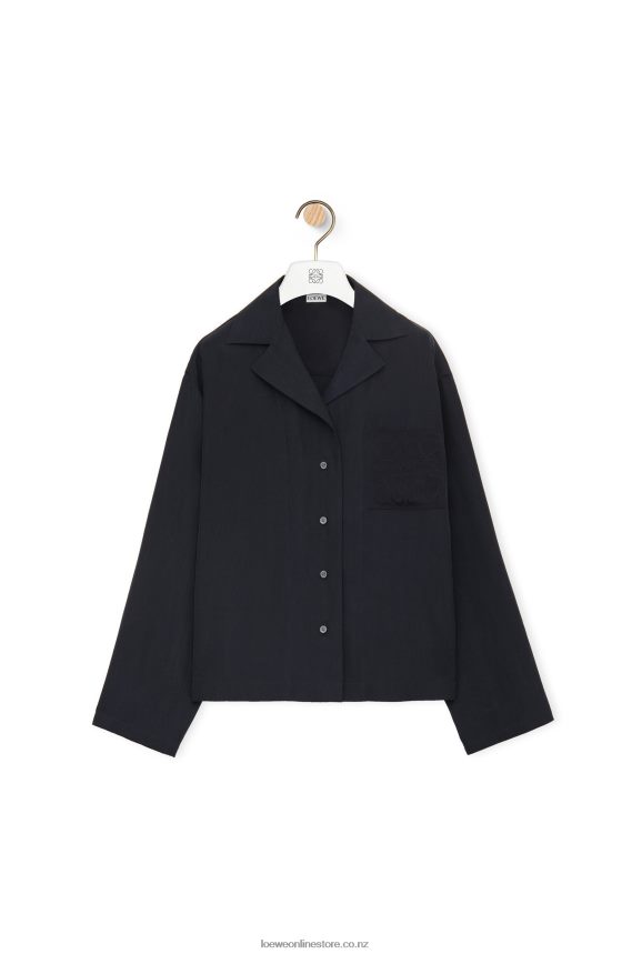 Loewe Women Anagram pyjama blouse in silk Deep Blue LH60R927