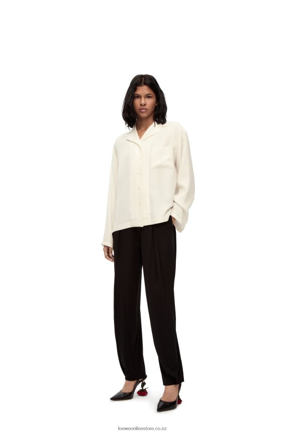 Loewe Women Anagram pyjama blouse in silk Ivory LH60R910