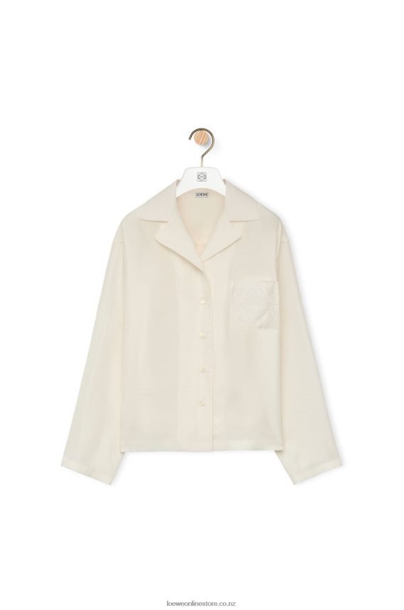 Loewe Women Anagram pyjama blouse in silk Ivory LH60R910