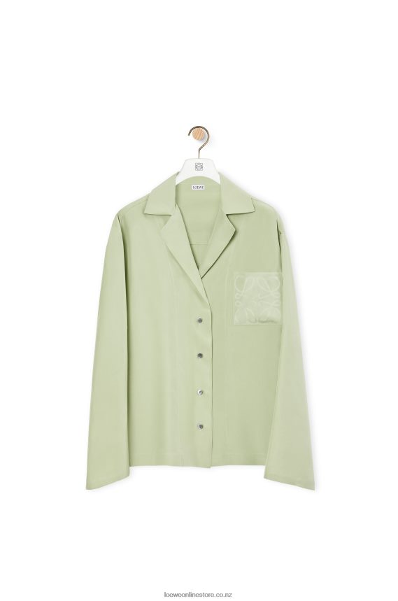 Loewe Women Anagram pyjama blouse in silk Pale Green LH60R911