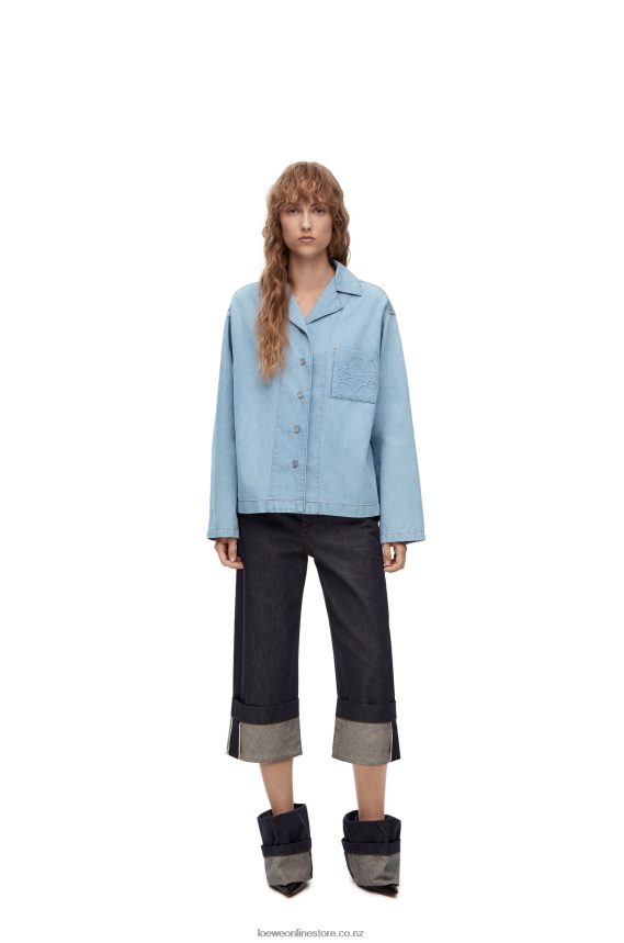 Loewe Women Pyjama blouse in denim Light Denim LH60R909