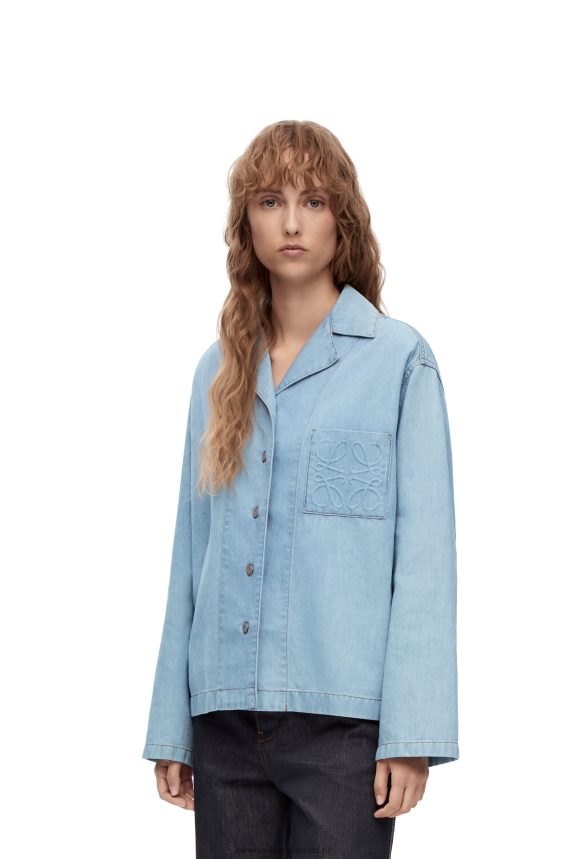 Loewe Women Pyjama blouse in denim Light Denim LH60R909