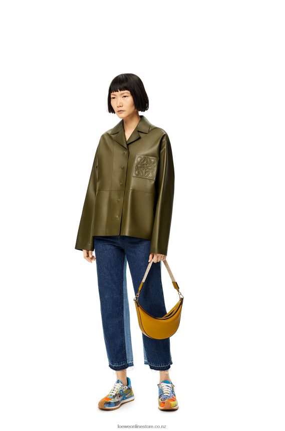 Loewe Women Pyjama blouse in nappa lambskin Dark Khaki Green LH60R933