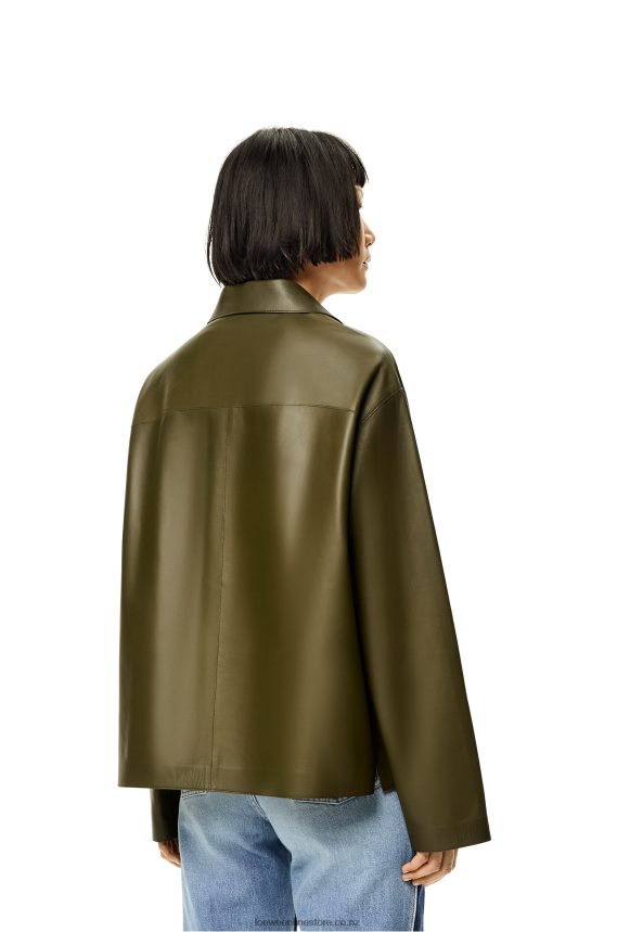 Loewe Women Pyjama blouse in nappa lambskin Dark Khaki Green LH60R933