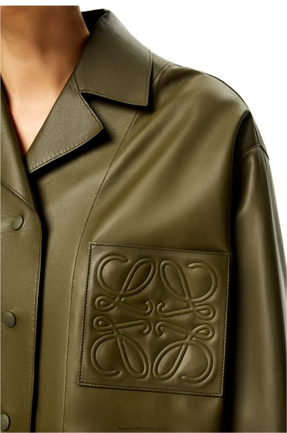 Loewe Women Pyjama blouse in nappa lambskin Dark Khaki Green LH60R933