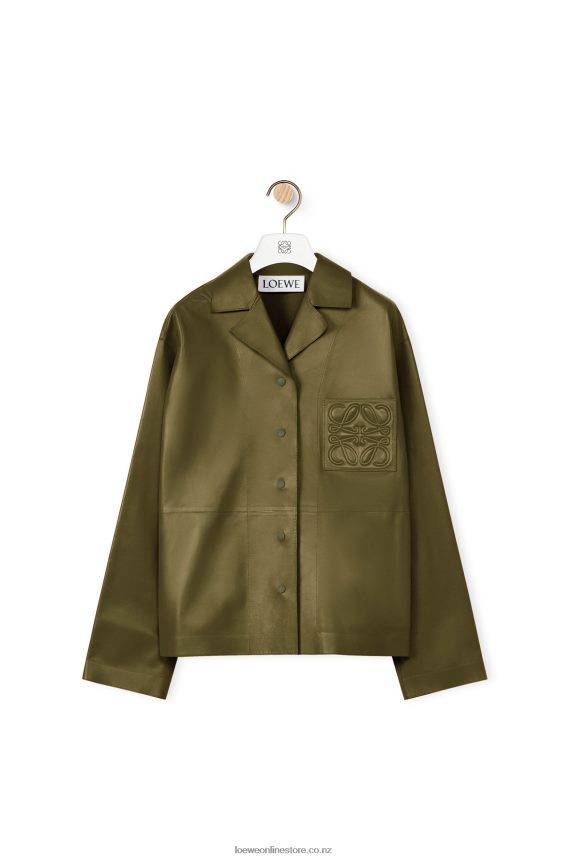 Loewe Women Pyjama blouse in nappa lambskin Dark Khaki Green LH60R933