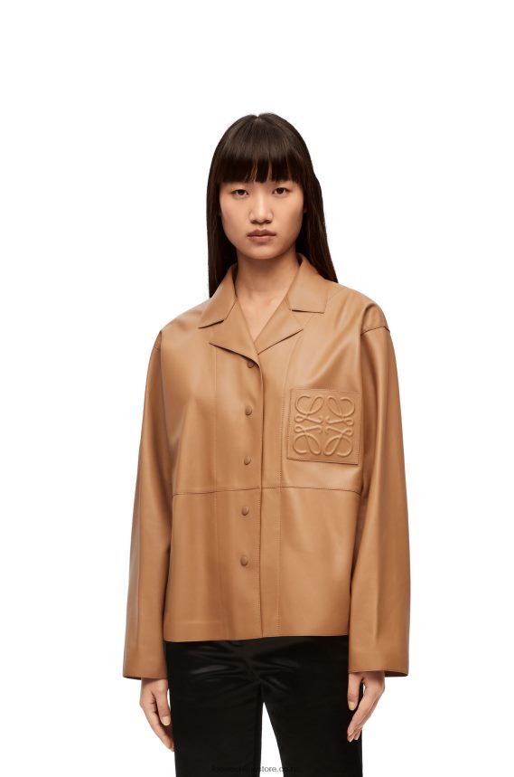 Loewe Women Pyjama blouse in nappa lambskin Toffee LH60R932