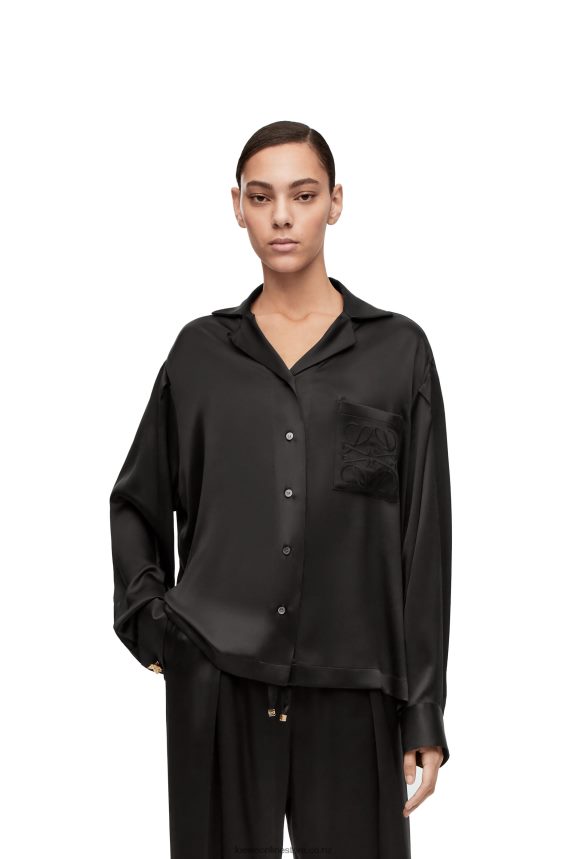 Loewe Women Pyjama blouse in silk Black LH60R886
