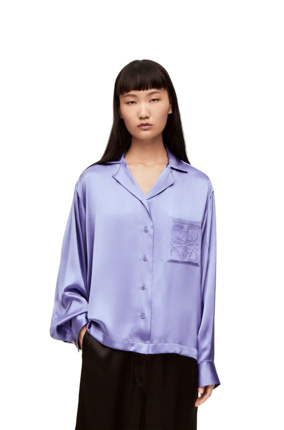 Loewe Women Pyjama blouse in silk Lilac LH60R880