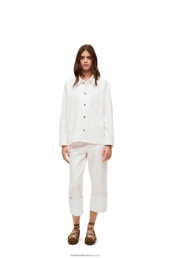 Loewe Women Anagram overshirt in denim White LH60R876
