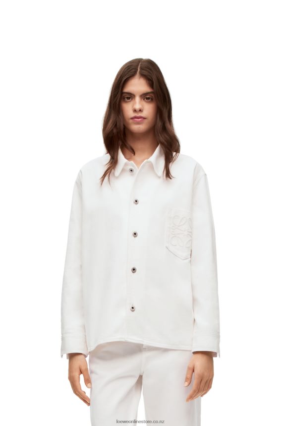 Loewe Women Anagram overshirt in denim White LH60R876