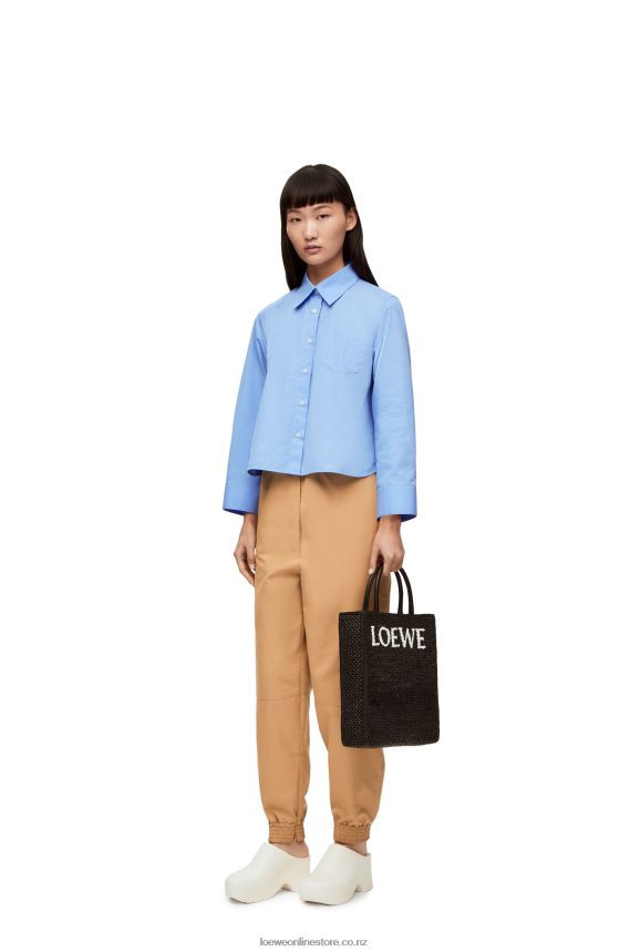 Loewe Women Anagram trapeze shirt in cotton poplin Baby Blue LH60R898