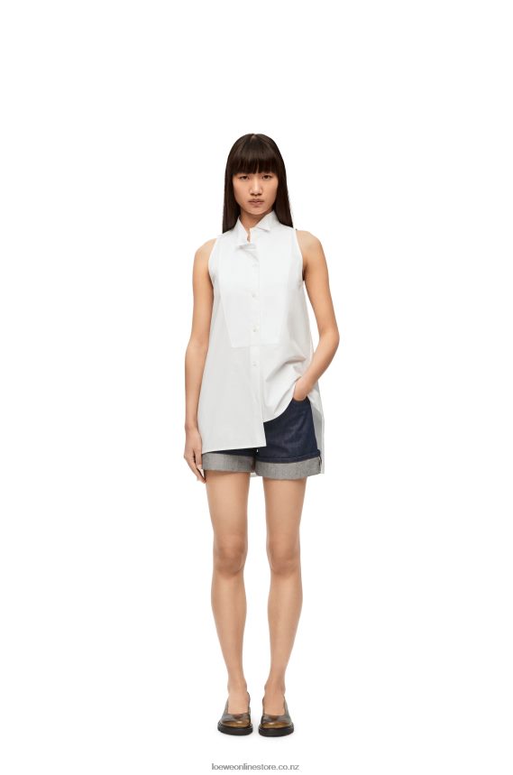 Loewe Women Asymmetric shirt in cotton White LH60R858