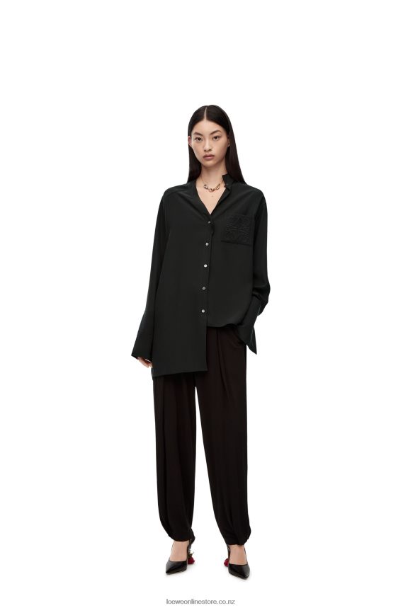 Loewe Women Asymmetric shirt in silk Black LH60R926