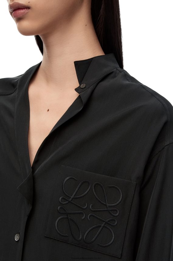 Loewe Women Asymmetric shirt in silk Black LH60R926