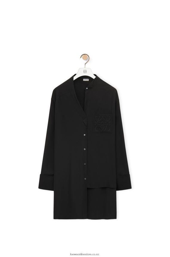 Loewe Women Asymmetric shirt in silk Black LH60R926