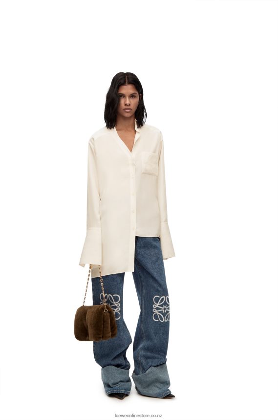 Loewe Women Asymmetric shirt in silk Ivory LH60R925