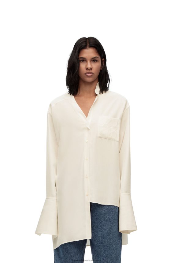 Loewe Women Asymmetric shirt in silk Ivory LH60R925