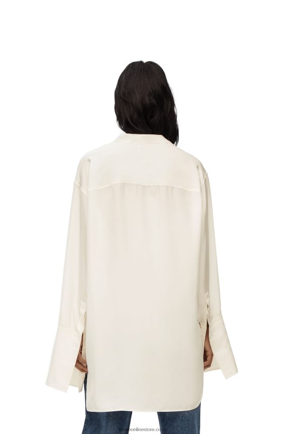 Loewe Women Asymmetric shirt in silk Ivory LH60R925