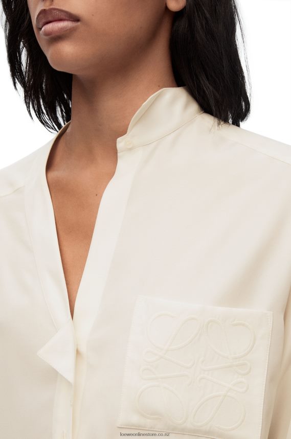 Loewe Women Asymmetric shirt in silk Ivory LH60R925