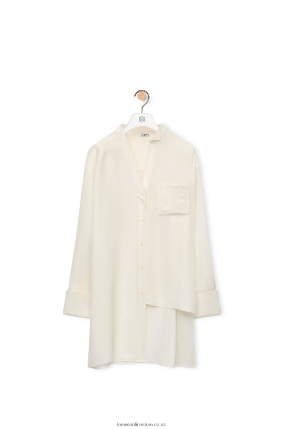 Loewe Women Asymmetric shirt in silk Ivory LH60R925