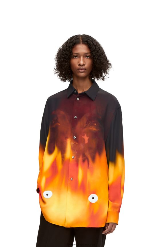 Loewe Women Calcifer shirt in viscose Orange Multitone LH60R941