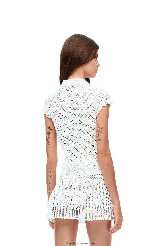 Loewe Women Crochet polo top in cotton White LH60R874