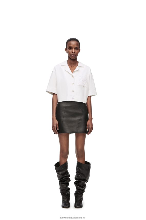 Loewe Women Cropped shirt in denim White LH60R859