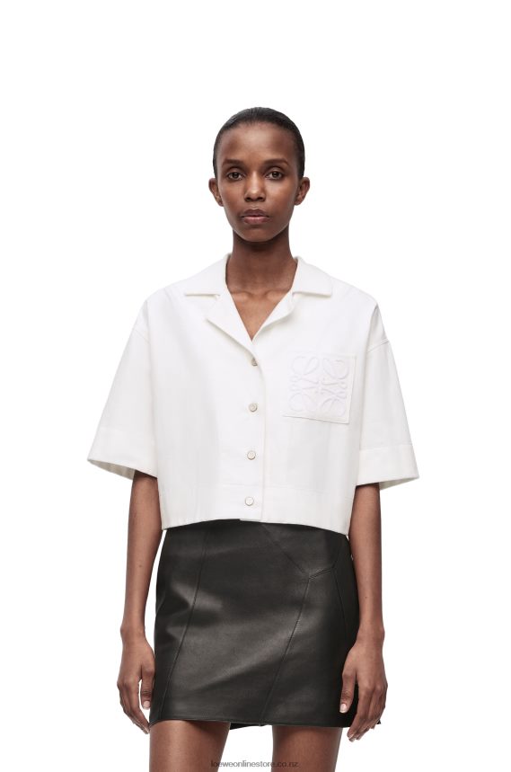 Loewe Women Cropped shirt in denim White LH60R859