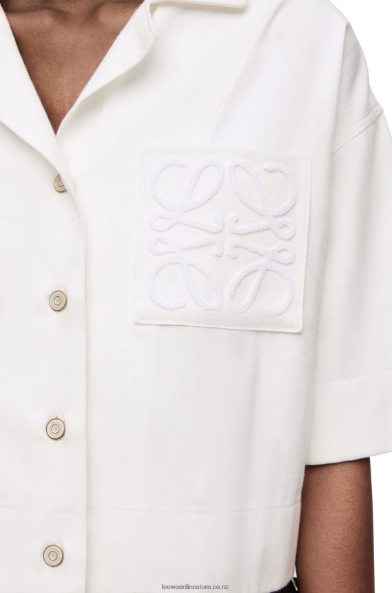 Loewe Women Cropped shirt in denim White LH60R859