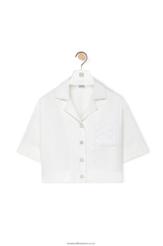 Loewe Women Cropped shirt in denim White LH60R859