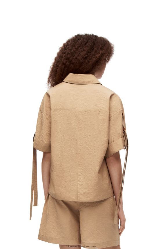 Loewe Women Cropped workwear shirt in cotton Taos Taupe LH60R864